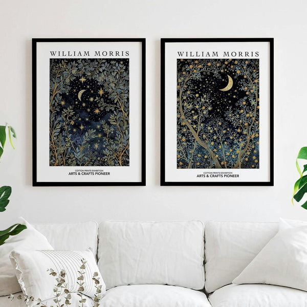 Set of 2 William Morris Moon and Stars
