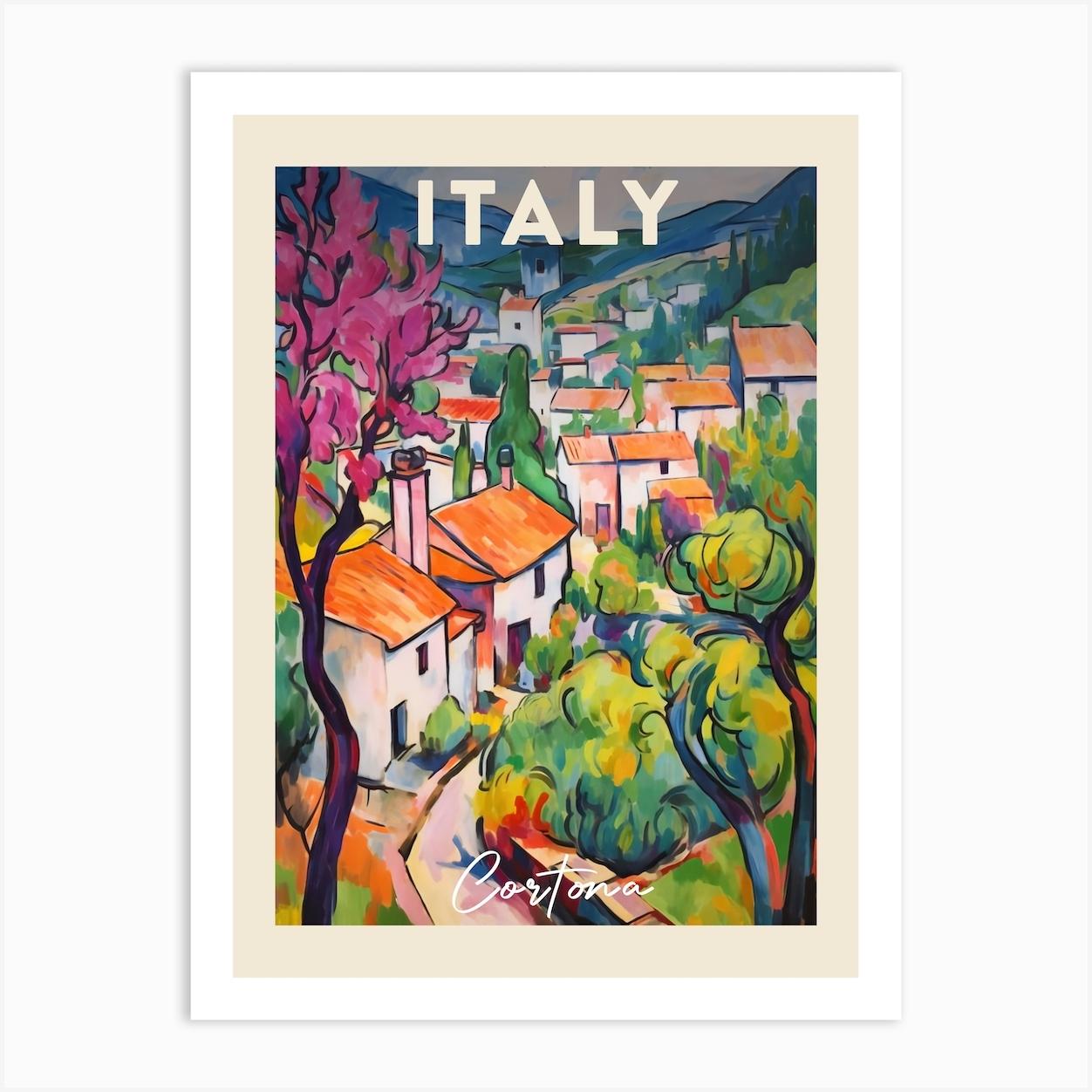 Cortona Italy 4 Fauvist Painting Travel Poster