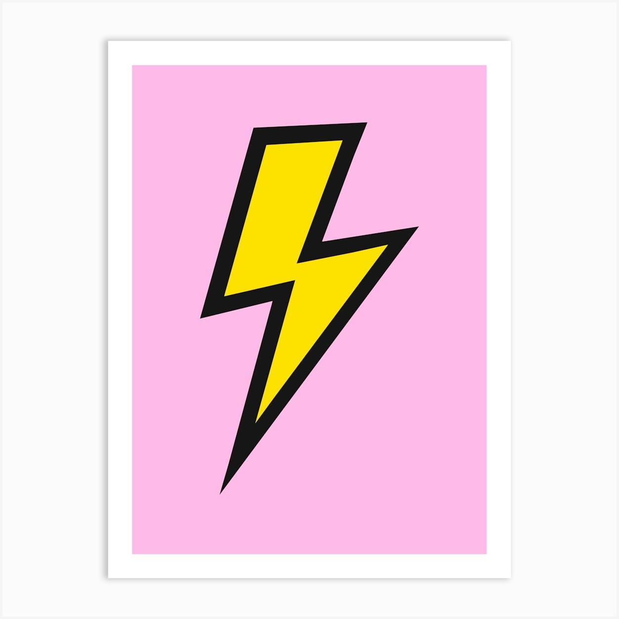 Lightning Bolt Yellow on Pink