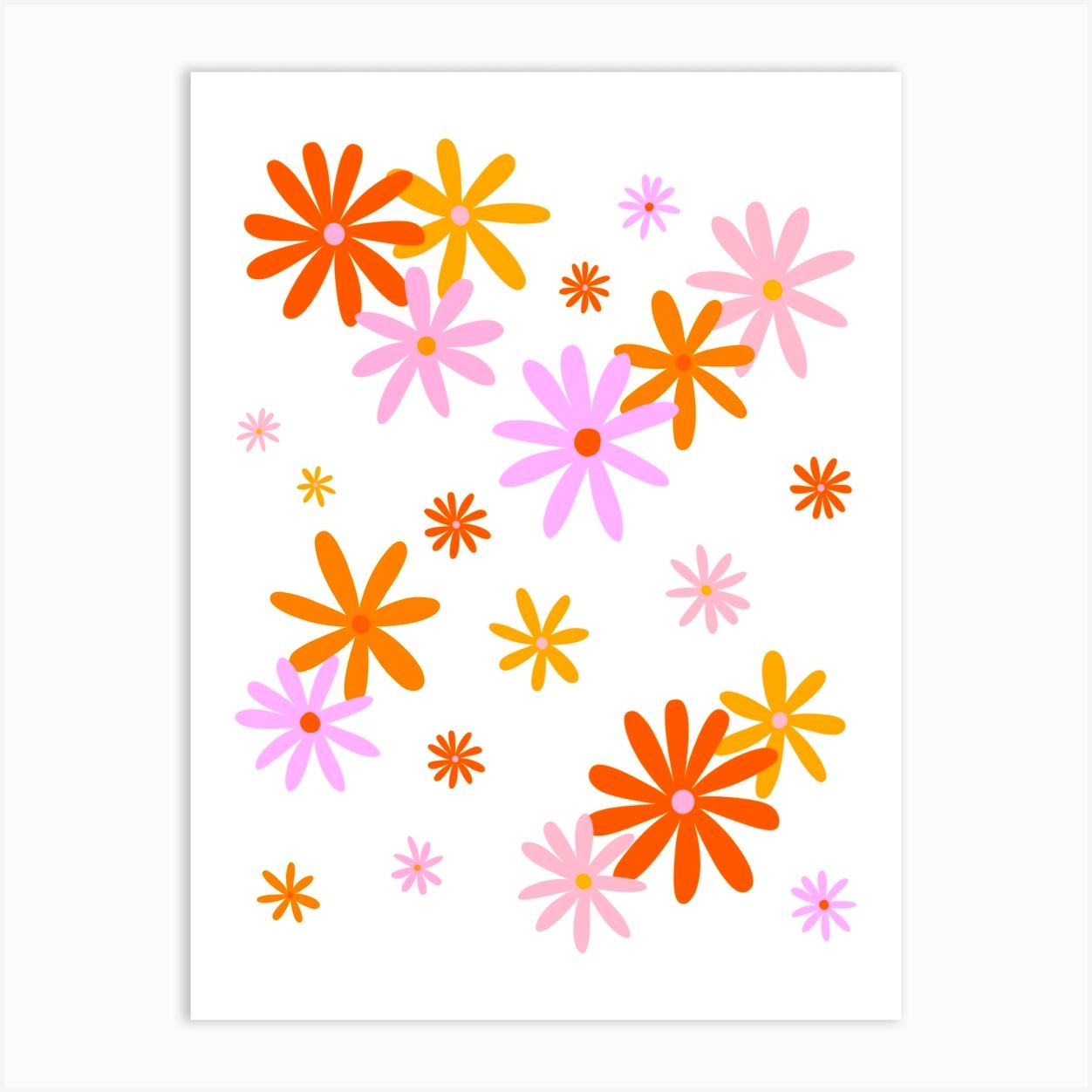 Pink and Orange Cute Flower Pattern