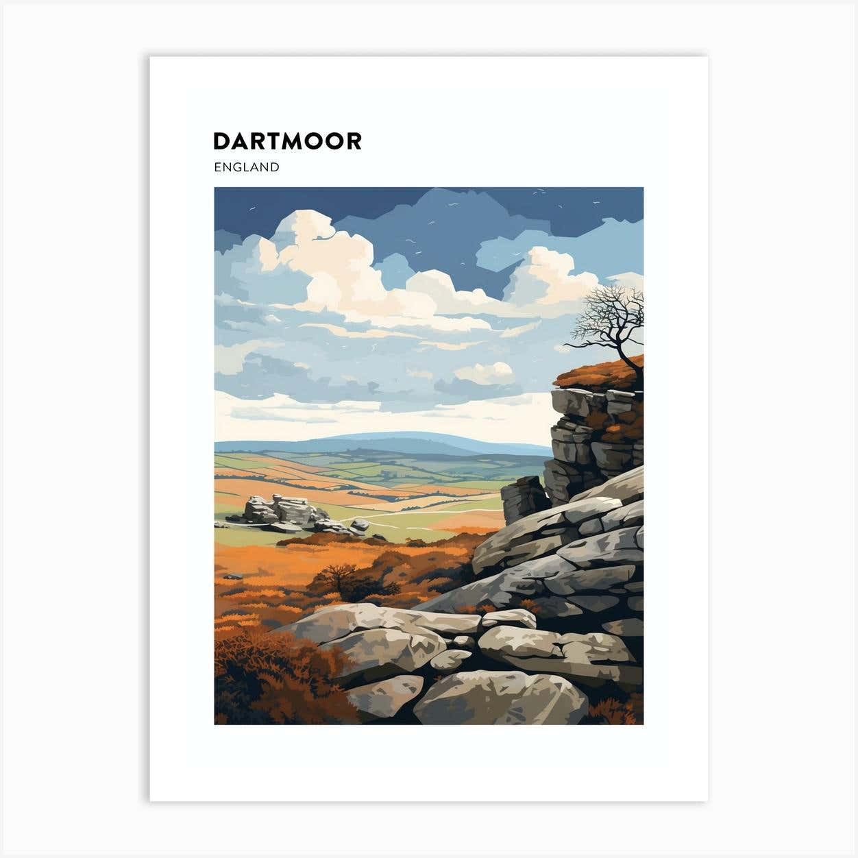 Dartmoor National Park England 1 Hiking Trail Landscape Poster