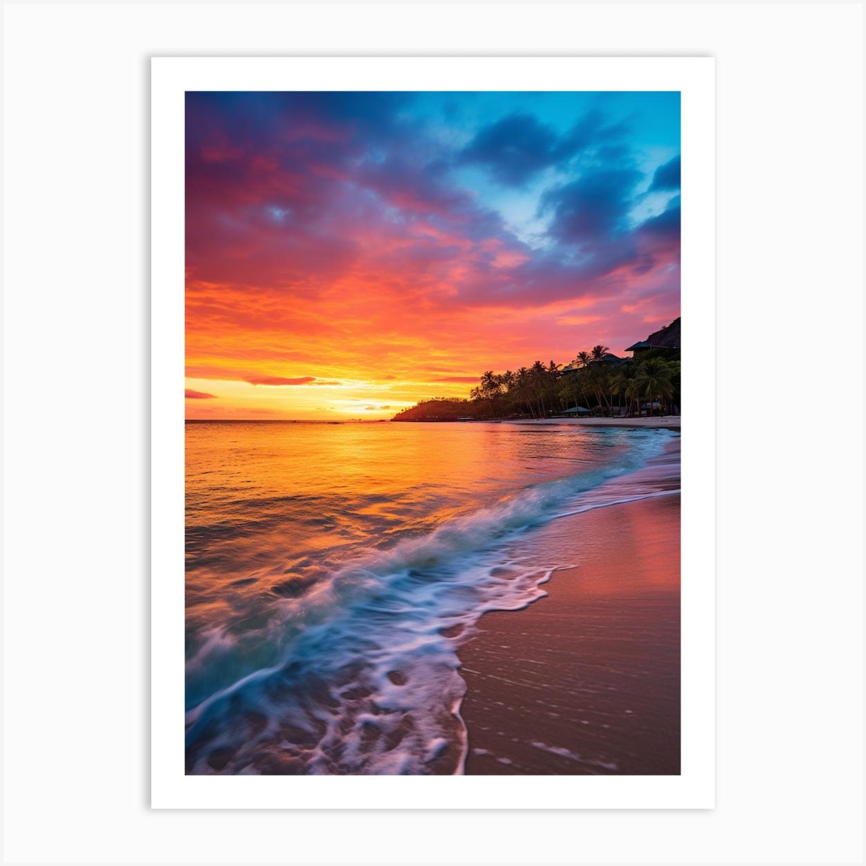 Grand Anse Beach Grenada At Sunset Vibrant Painting 2