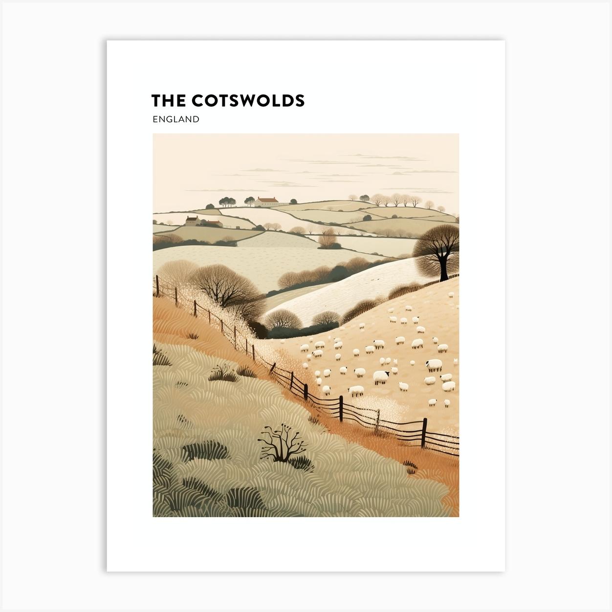 The Cotswolds England 4 Hiking Trail Landscape Poster