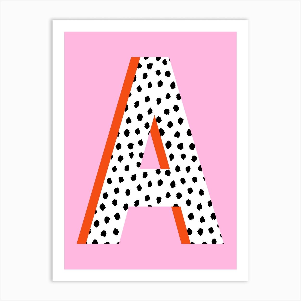 Letter A Initial Spotty On Pink