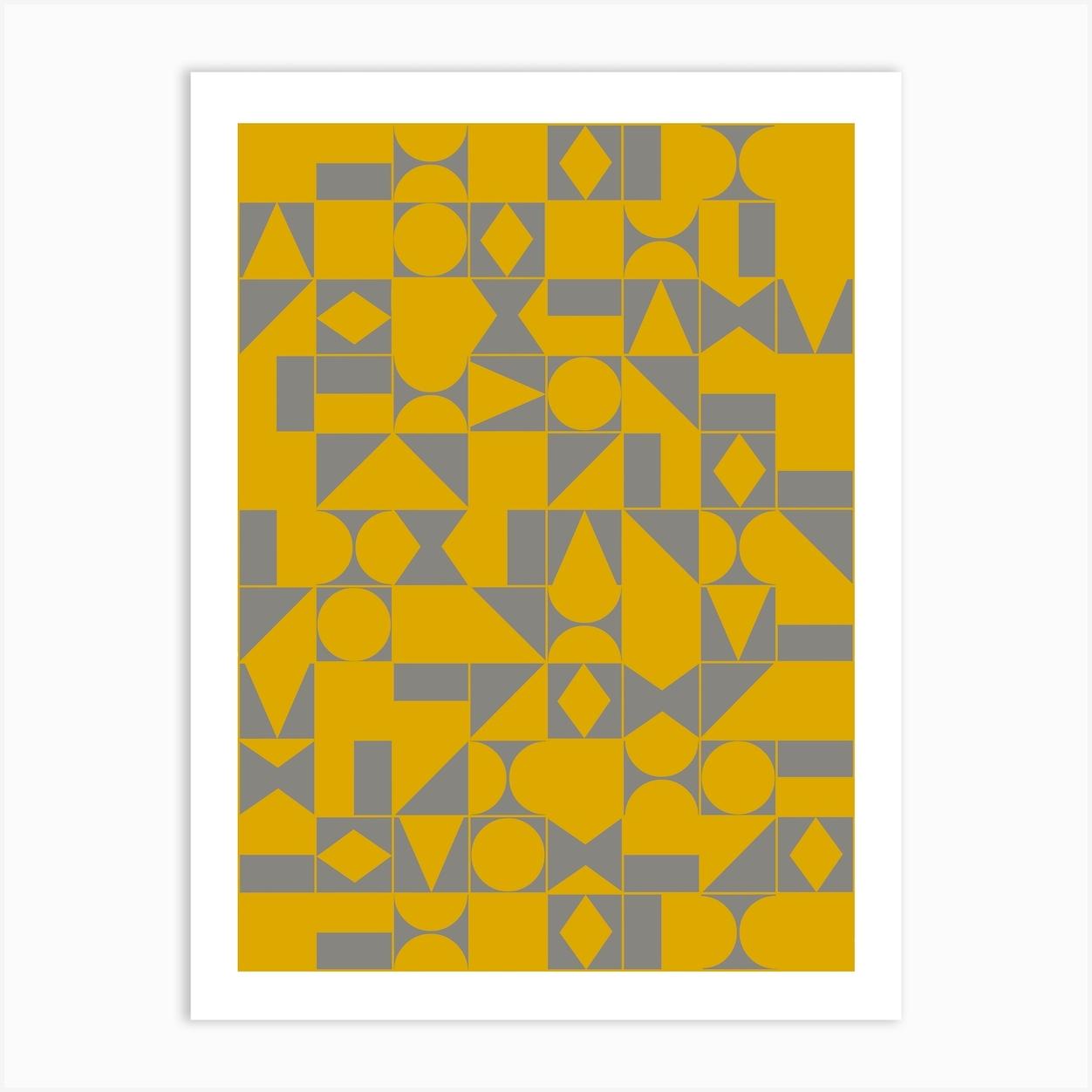 Geometric Shapes In Mustard Yellow And Grey