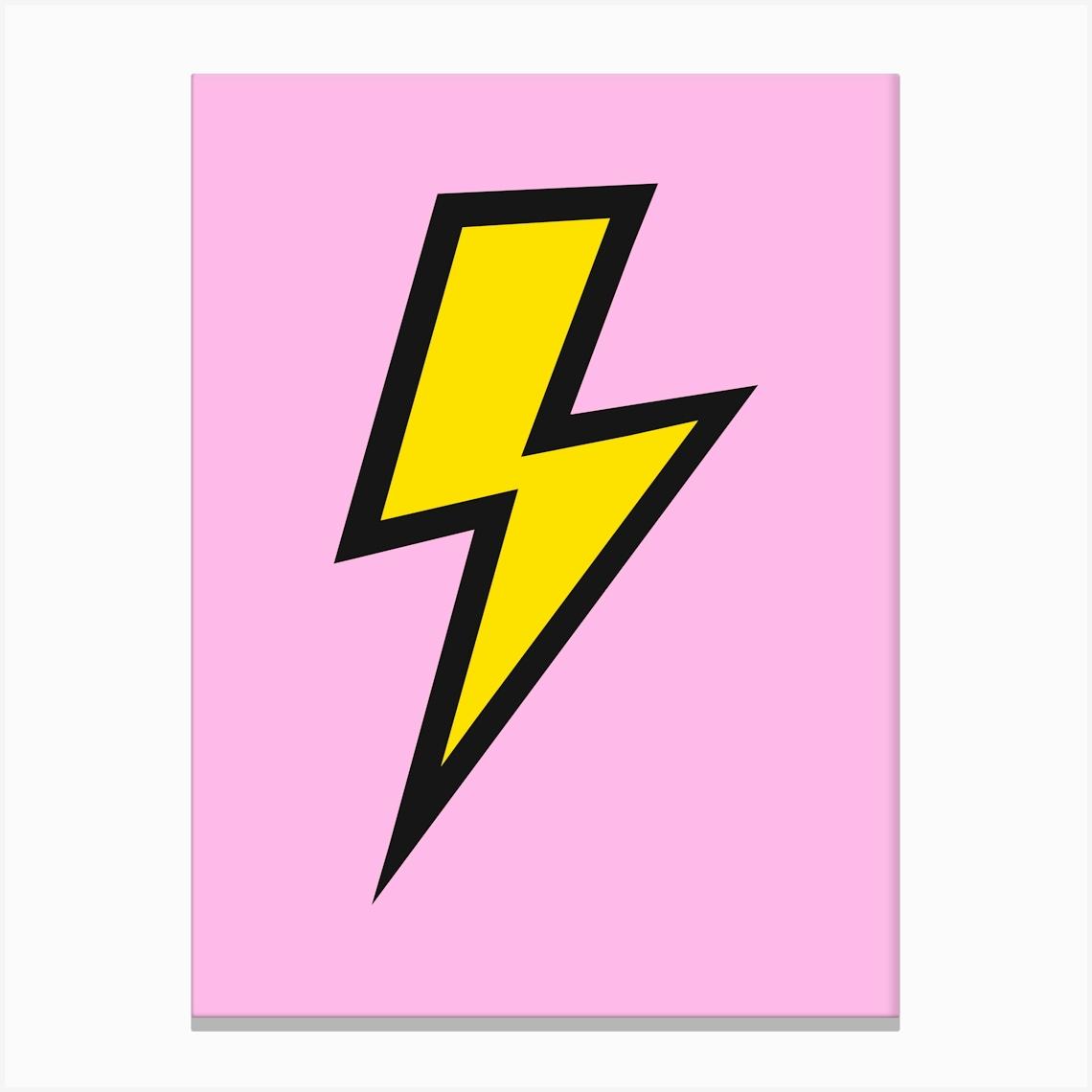 Lightning Bolt Yellow on Pink