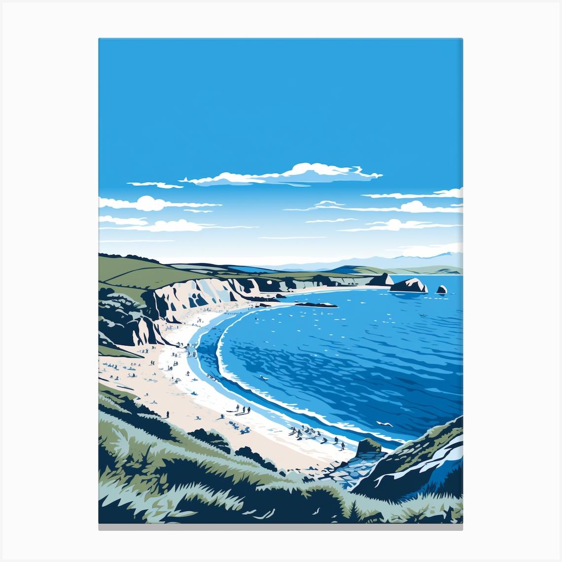 A Screen Print Of Lulworth Cove Beach Dorset 2