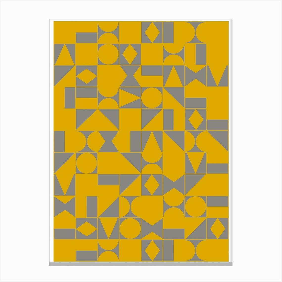 Geometric Shapes In Mustard Yellow And Grey