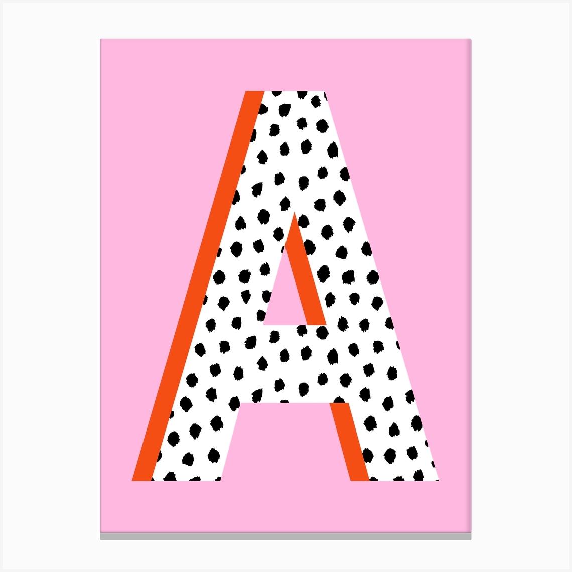 Letter A Initial Spotty On Pink