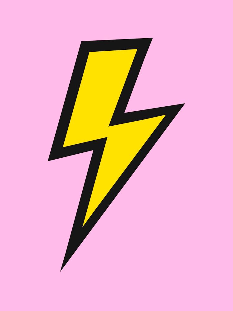 Lightning Bolt Yellow on Pink