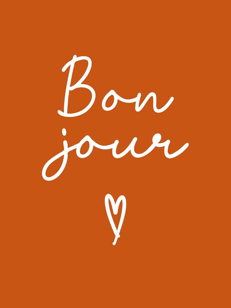 Bonjour French Hello on Rust Burnt Orange