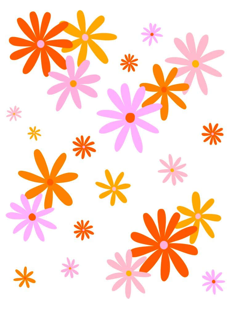 Pink and Orange Cute Flower Pattern