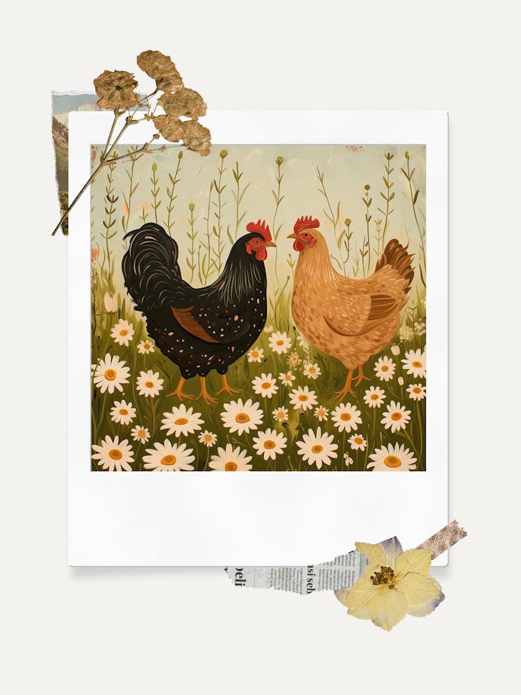 Scrapbook Chickens Fairycore Painting 2