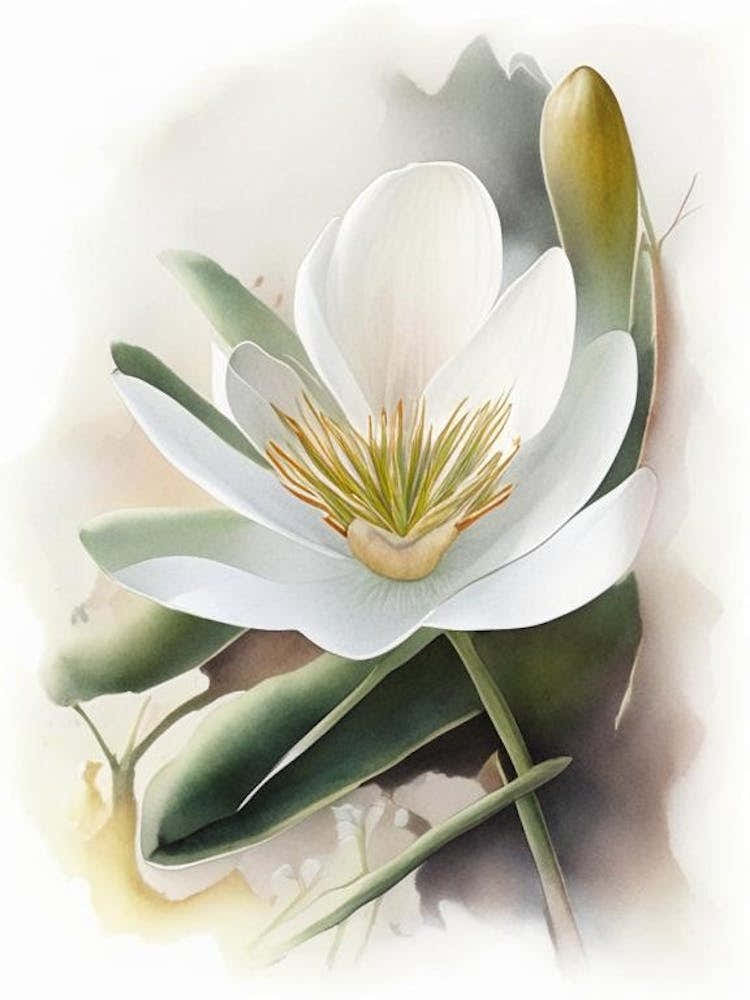 Bloodroot Wildflower Watercolour