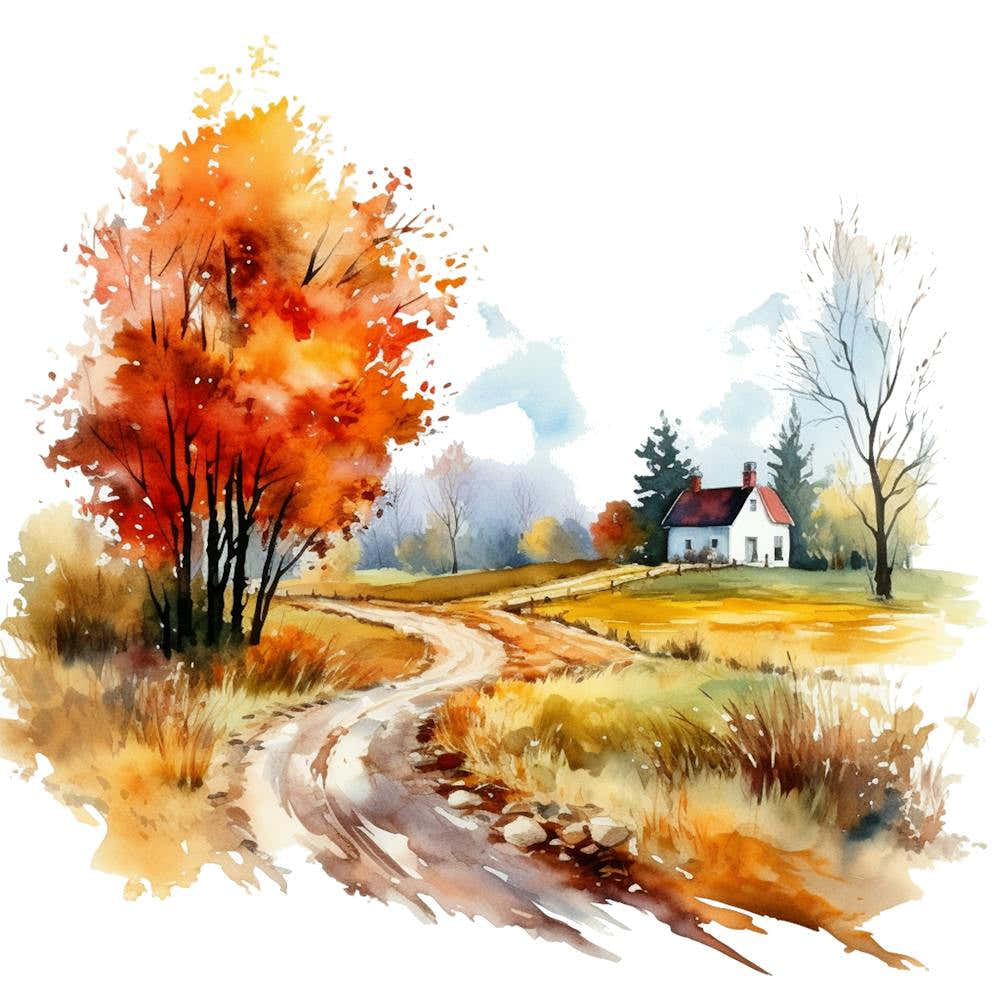 Watercolor Autumn Landscape 48