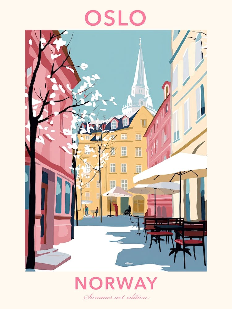 Oslo, Norway, Flat Pastels Tones Illustration 2 Poster