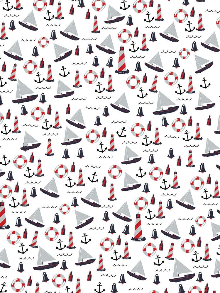 Sailboats, lighthouses and boats vintage Nautical pattern