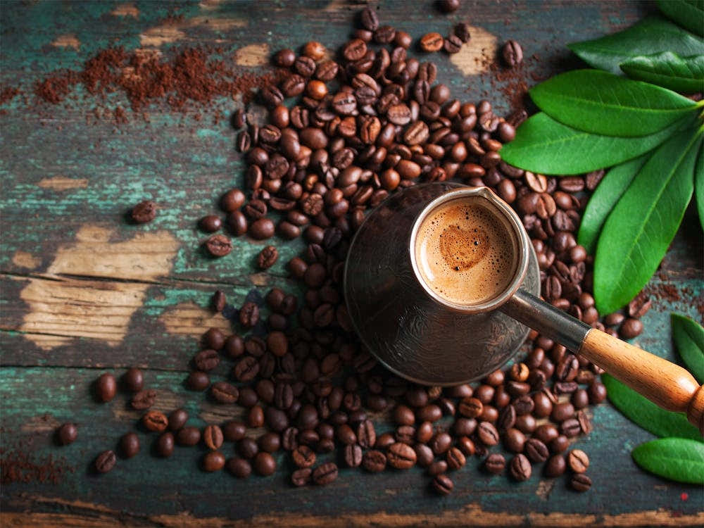 Coffee Beans And Leaves - coffee poster, kitchen wall art