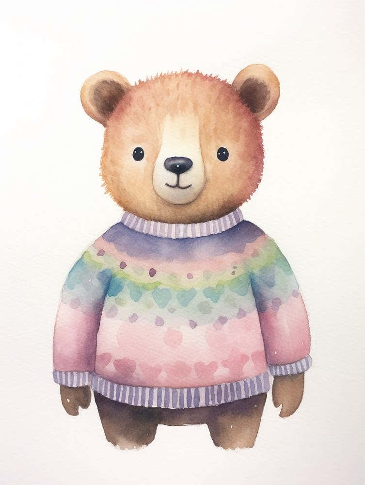 Baby Animal Watercolour Bear