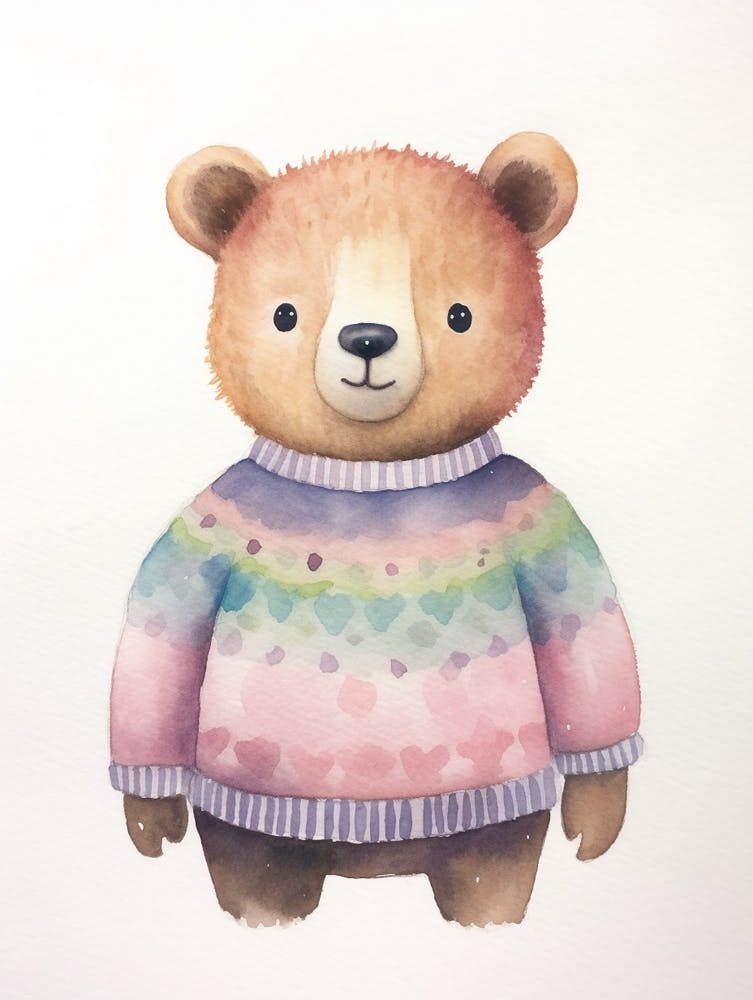 Baby Animal Watercolour Bear