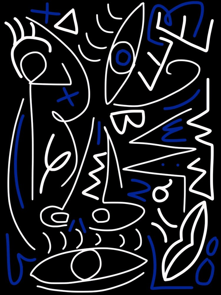 Line Art In White And Ultramarine