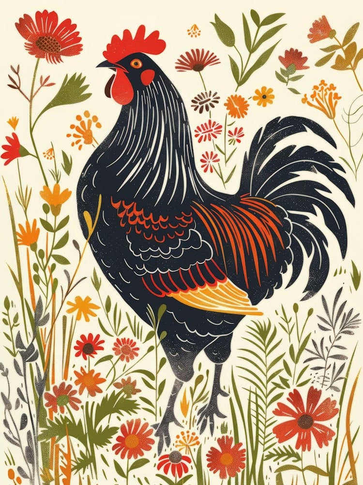 Rooster In The Meadow
