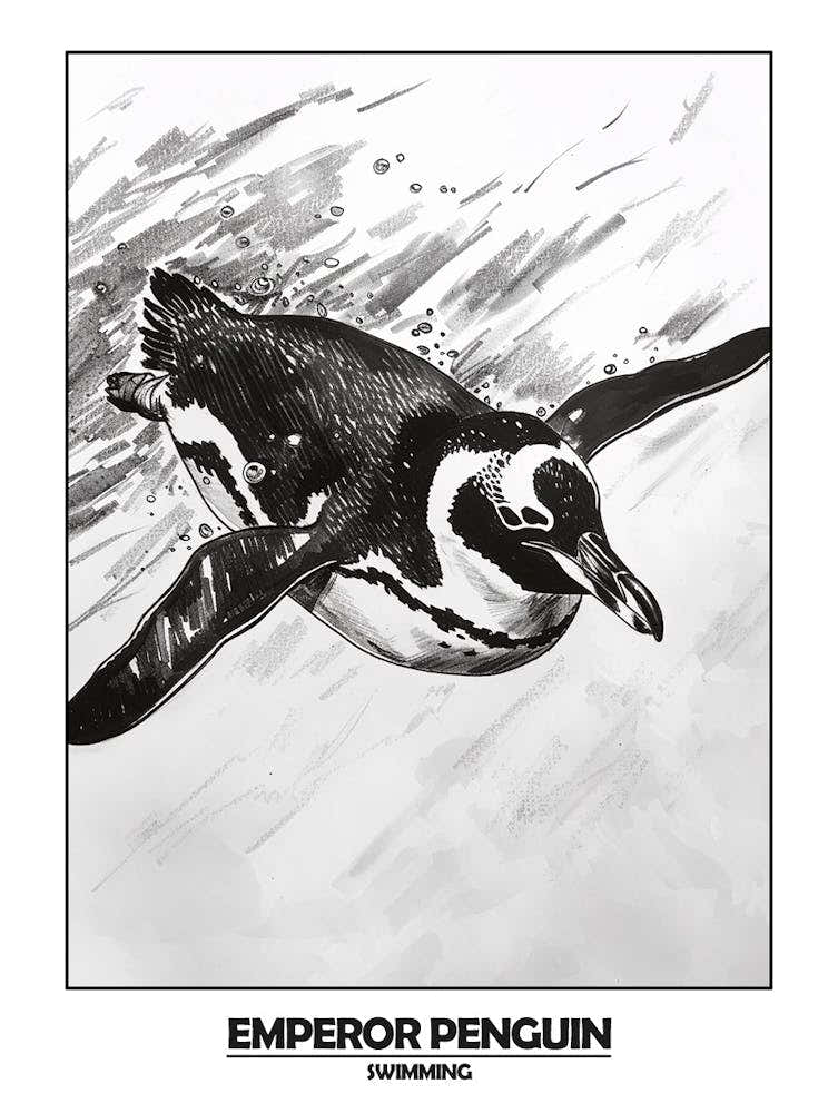 Penguin Swimming Poster 5
