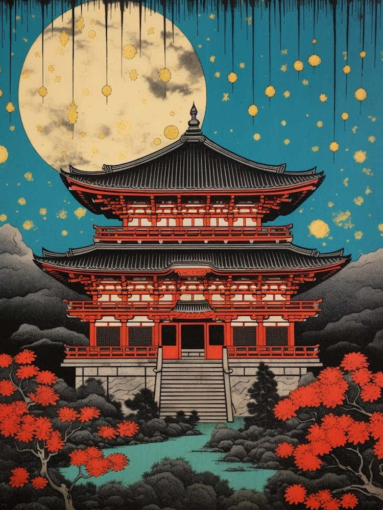 Todai Ji, Japan Vintage Travel Art 1