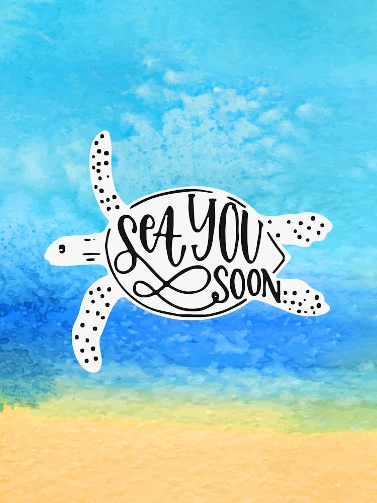 Sea you soon - travel poster, vector art, positive tropical motivation 9