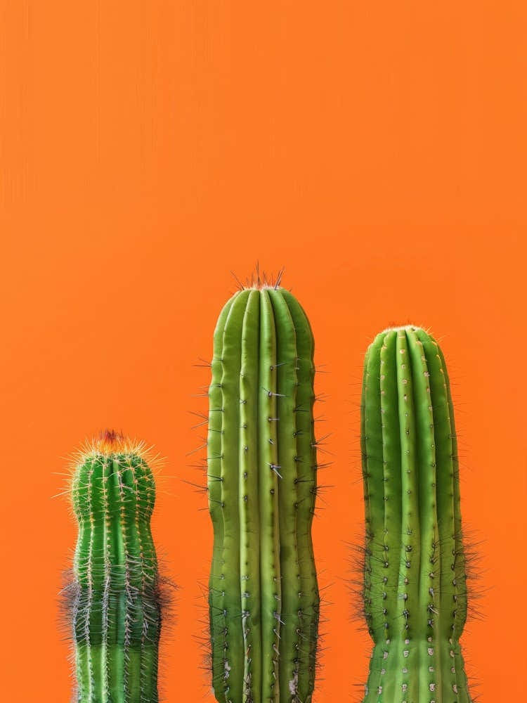 Cactus On Orange Background 4