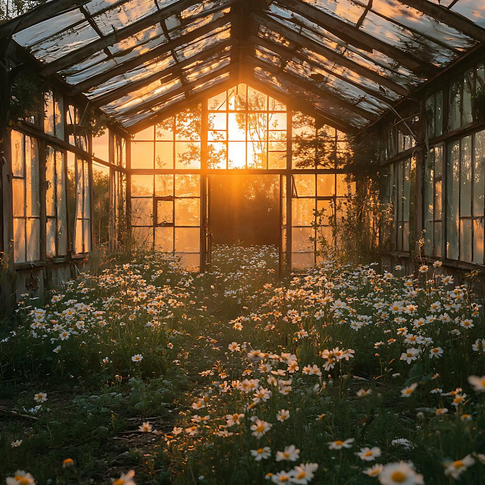 Abandoned Greenhouse Golden Sunset 2