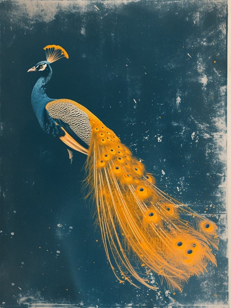 Orange & Blue Peacock Portrait