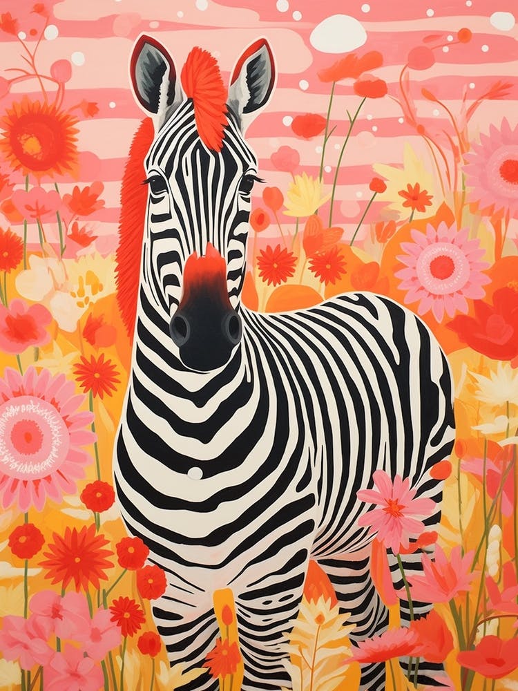 Floral Black & Red Zebra