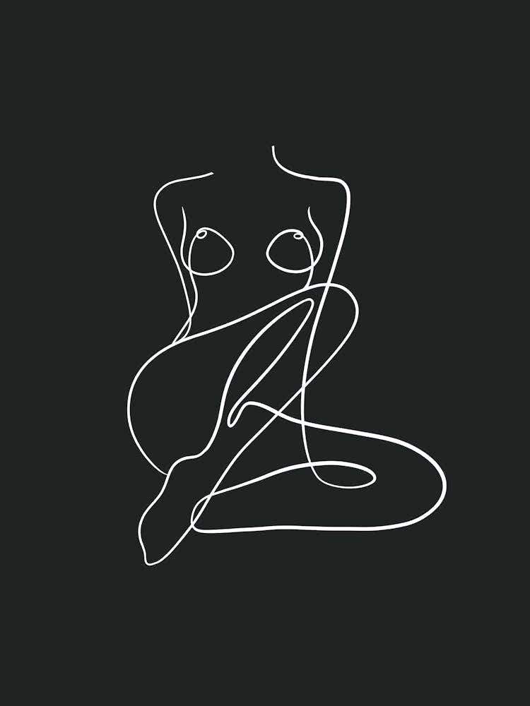 Line Drawing Of A Woman Dark