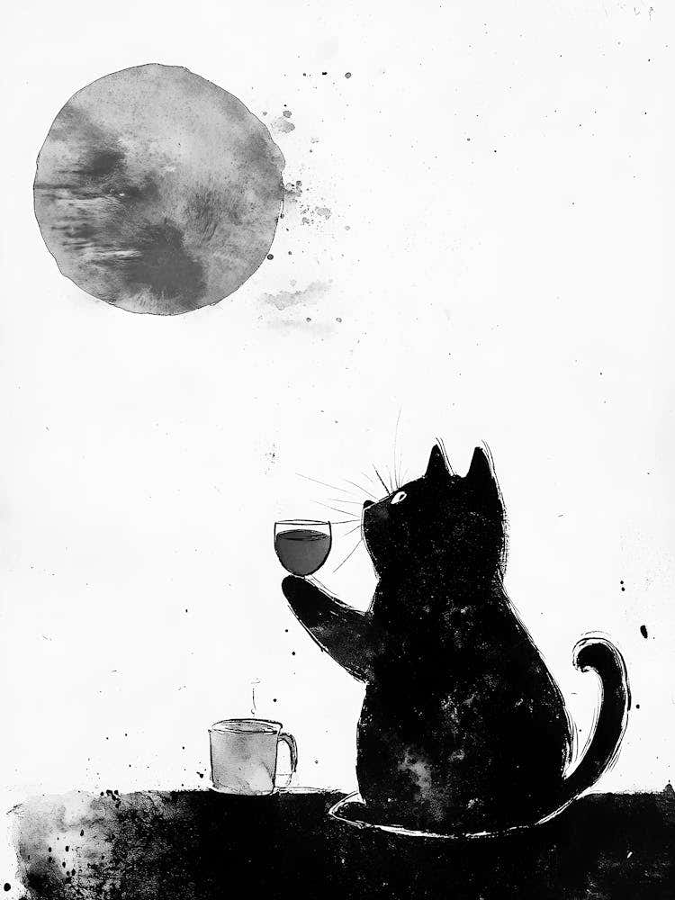 Cat Drinking Wine 1
