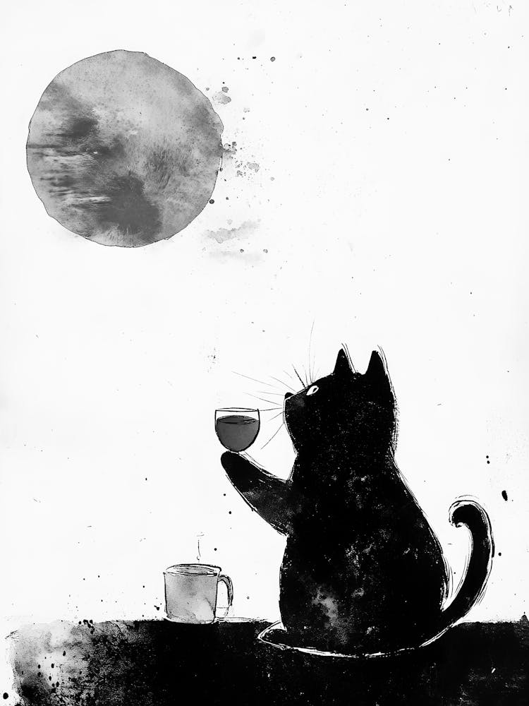 Cat Drinking Wine 1