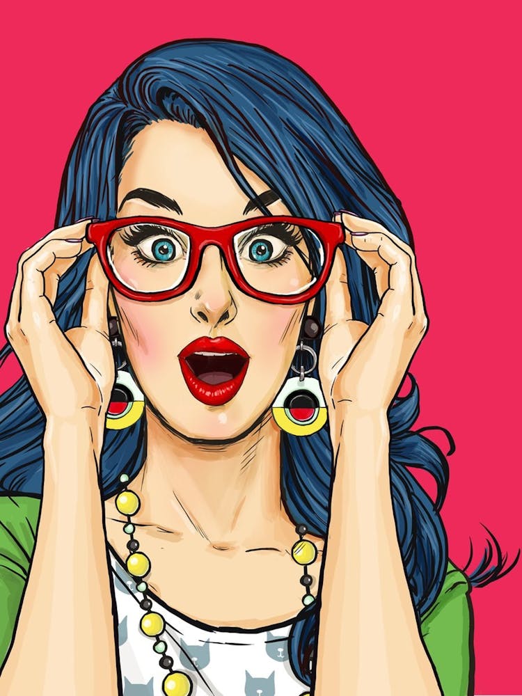 Pop Art Happy Sunglasses Girl