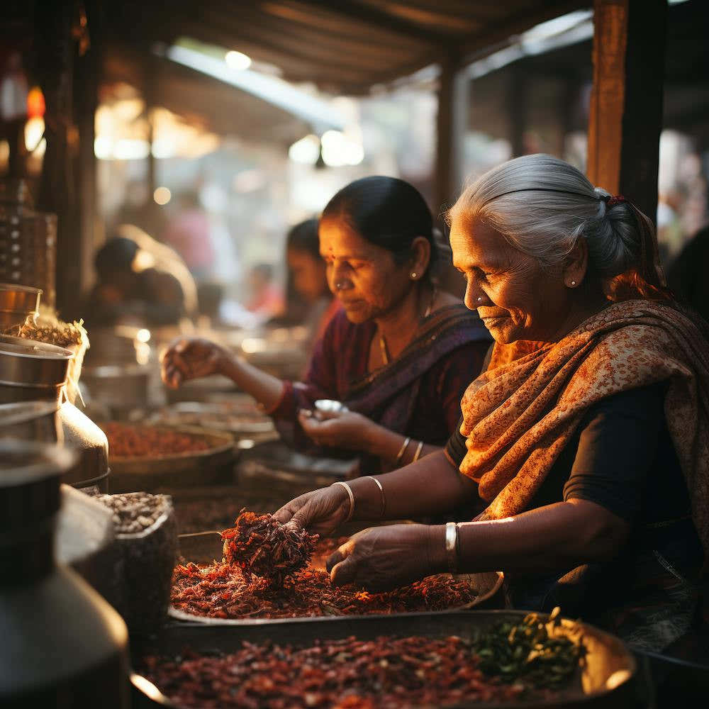 Women At A Market In India