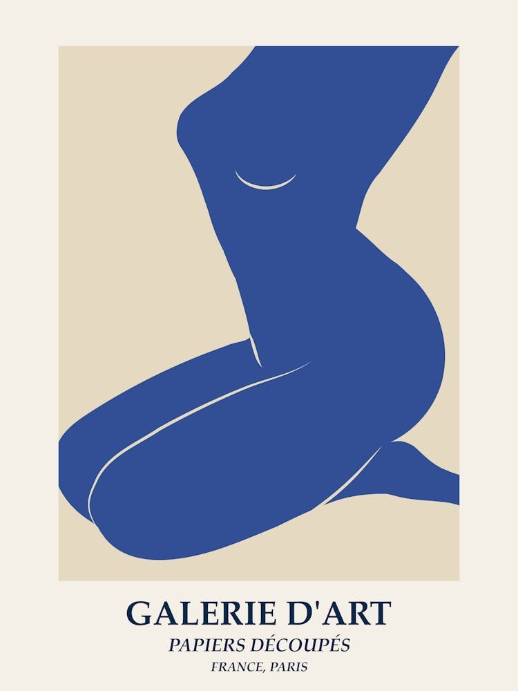 Woman body art, Matisse style, Mid century modern, Neutral retro print