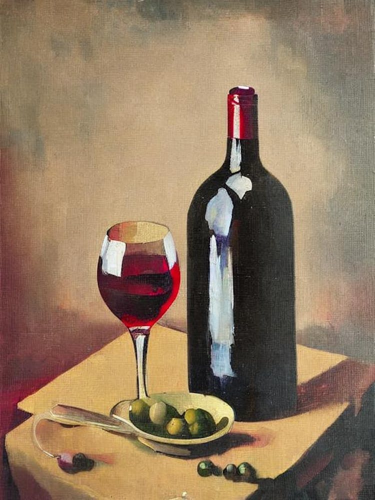 Merlot Oil Painting Cocktail Poster