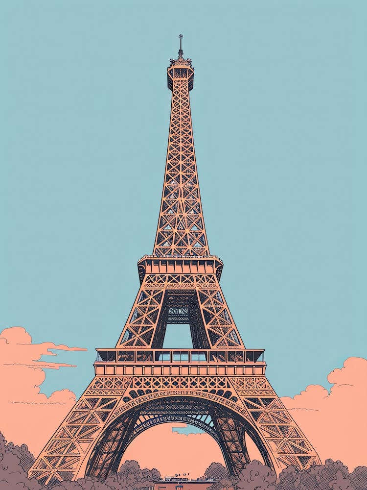 The Eiffel Tower Paris Travel Illustration 3
