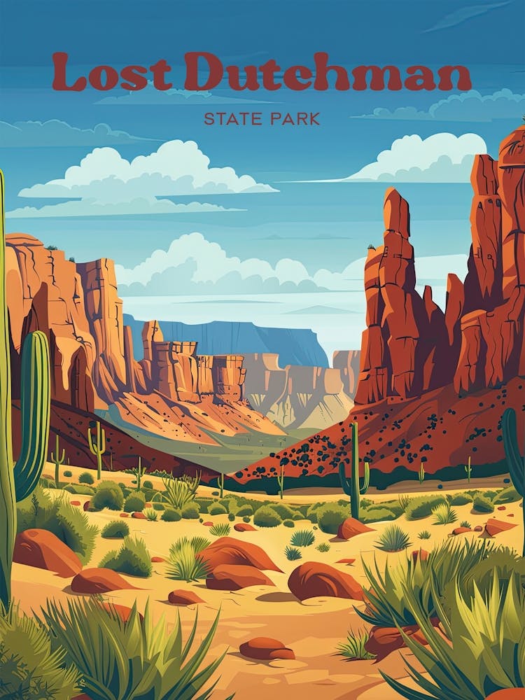 Lost Dutchman State Park Desert Digital Travel Art