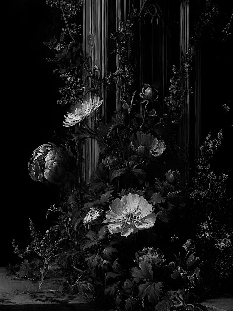 'Black And White Flowers' 1