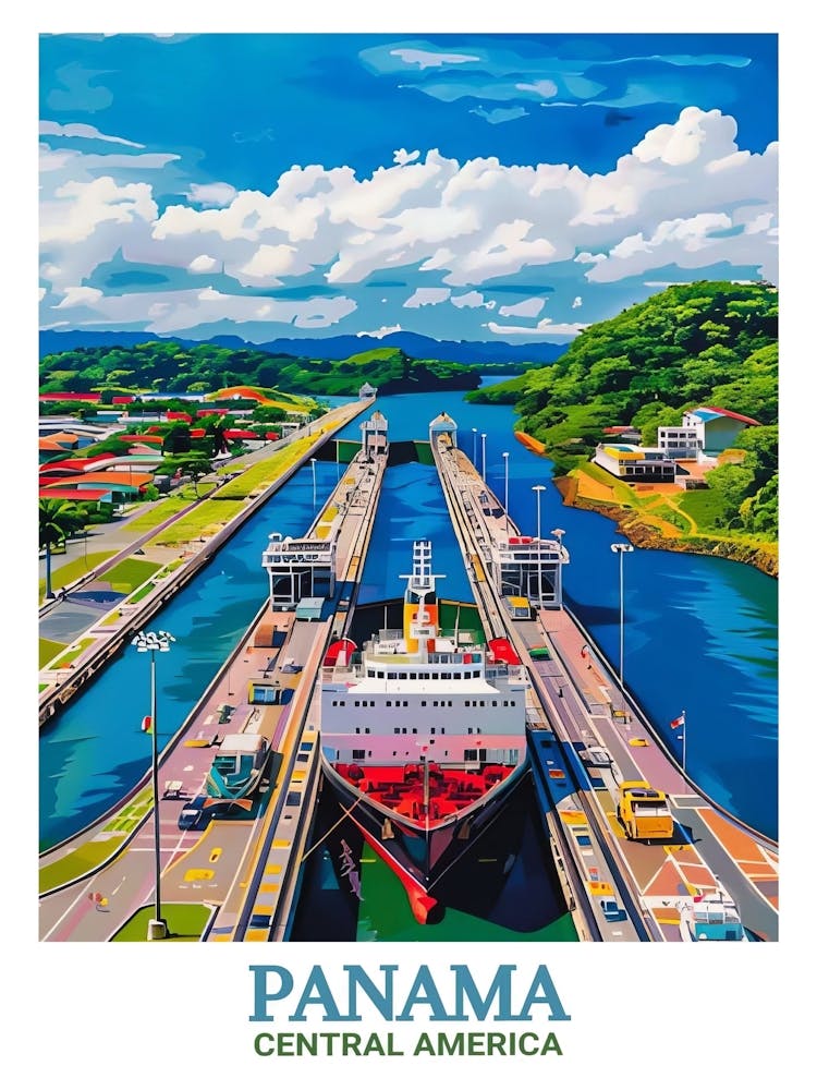 Panama Print Panama Art Panama Wall Art Panama Poster Panama Canal Travel Posters Panama Framed Art Panama Canvas