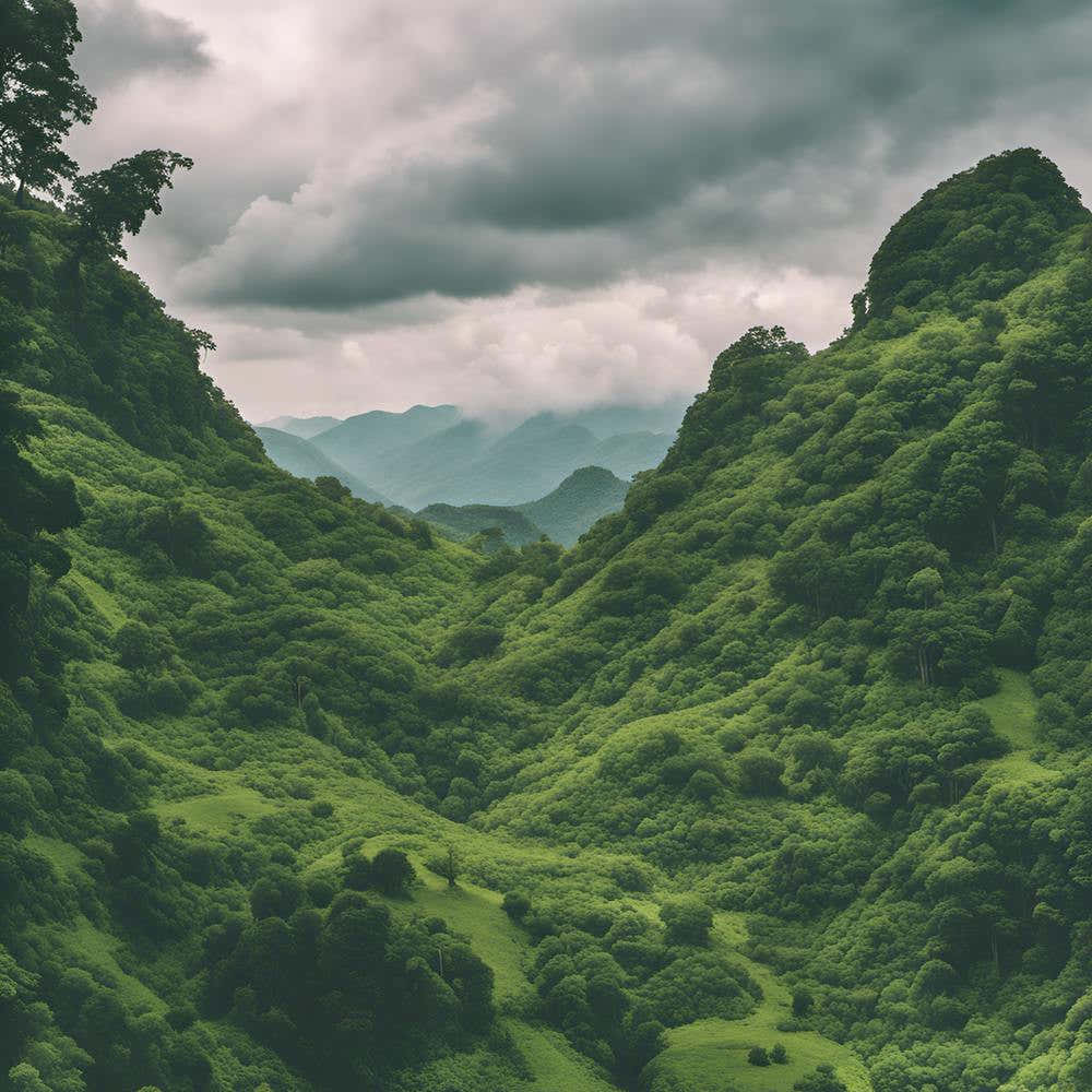 Green Mountains And Clouds