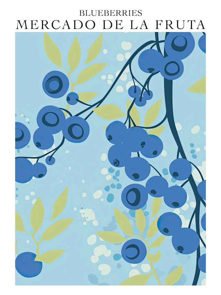 Mercado De La Fruta Blueberries Illustration 1 Poster