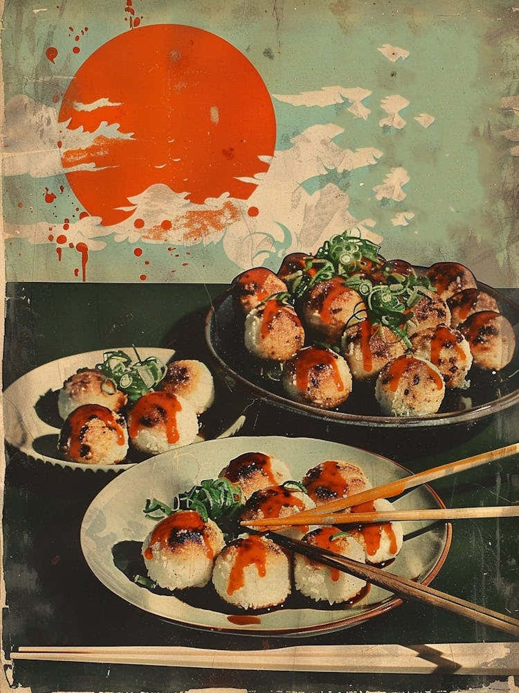 Takoyaki Japanese Cuisine Mid Century Modern 2