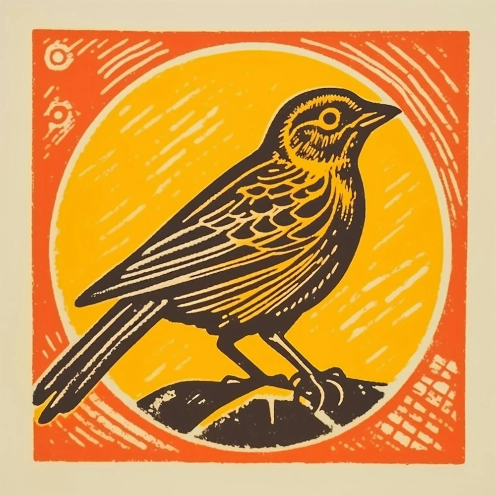 Retro Bird Lithograph Yellowhammer 4