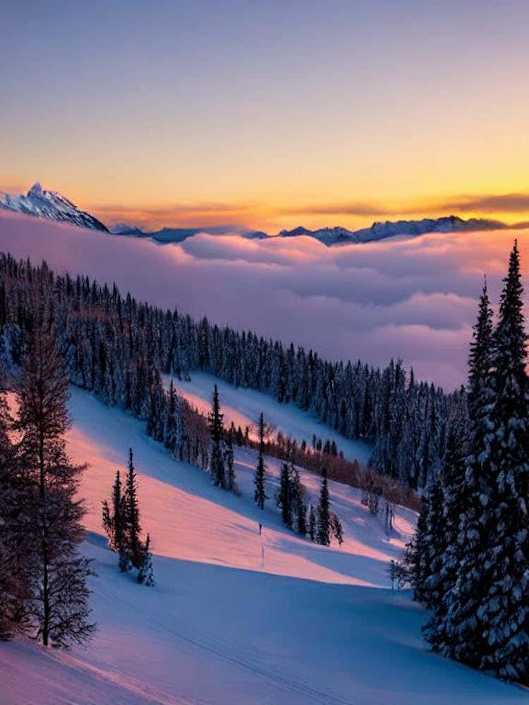 Serre Chevalier, France Sunrise Skiing Poster