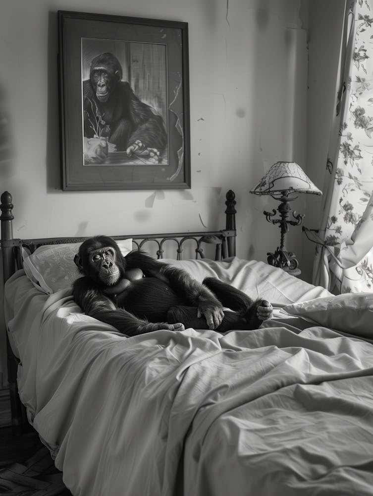 Chimpanzee In Bed